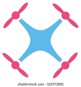 Airdrone vector icon. Style is bicolor flat symbol, pink and blue colors, rounded angles, white background.