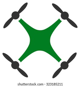 Airdrone vector icon. Style is bicolor flat symbol, green and gray colors, rounded angles, white background.