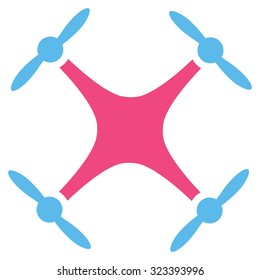 Airdrone vector icon. Style is bicolor flat symbol, pink and blue colors, rounded angles, white background.