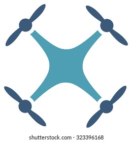 Airdrone vector icon. Style is bicolor flat symbol, cyan and blue colors, rounded angles, white background.