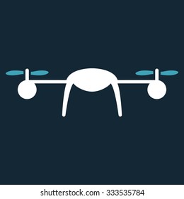 Airdrone vector icon. Style is bicolor flat symbol, blue and white colors, rounded angles, dark blue background.