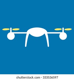 Airdrone vector icon. Style is bicolor flat symbol, yellow and white colors, rounded angles, blue background.