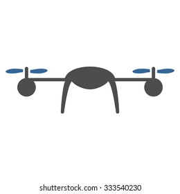 Airdrone vector icon. Style is bicolor flat symbol, cobalt and gray colors, rounded angles, white background.