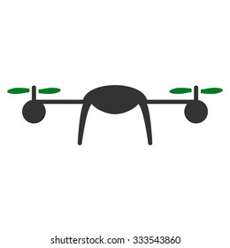 Airdrone vector icon. Style is bicolor flat symbol, green and gray colors, rounded angles, white background.