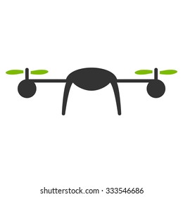 Airdrone vector icon. Style is bicolor flat symbol, eco green and gray colors, rounded angles, white background.
