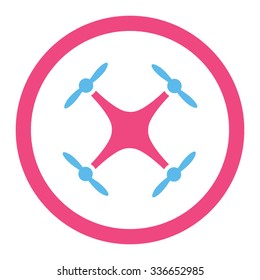 Airdrone vector icon. Style is bicolor flat rounded symbol, pink and blue colors, rounded angles, white background.