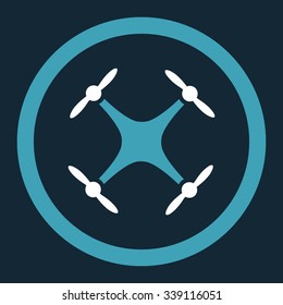 Airdrone vector icon. Style is bicolor flat rounded symbol, blue and white colors, rounded angles, dark blue background.