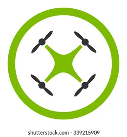 Airdrone vector icon. Style is bicolor flat rounded symbol, eco green and gray colors, rounded angles, white background.