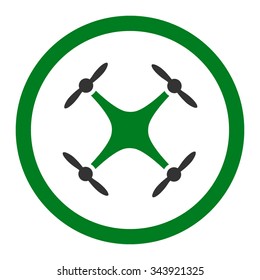 Airdrone vector icon. Style is bicolor flat rounded symbol, green and gray colors, rounded angles, white background.