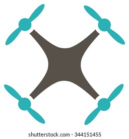 Airdrone vector icon. Style is bicolor flat symbol, grey and cyan colors, rounded angles, white background.