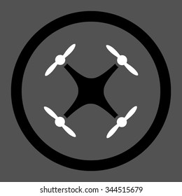 Airdrone vector icon. Style is bicolor flat rounded symbol, black and white colors, rounded angles, gray background.
