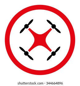 Airdrone vector icon. Style is bicolor flat rounded symbol, intensive red and black colors, rounded angles, white background.