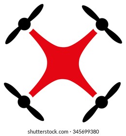 Airdrone vector icon. Style is bicolor flat symbol, intensive red and black colors, rounded angles, white background.