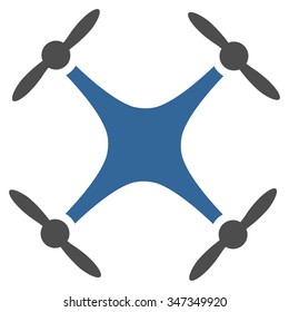 Airdrone vector icon. Style is bicolor flat symbol, cobalt and gray colors, rounded angles, white background.
