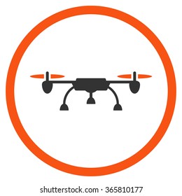 Airdrone vector icon. Style is bicolor flat circled symbol, orange and gray colors, rounded angles, white background.
