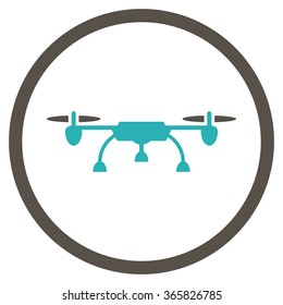 Airdrone vector icon. Style is bicolor flat circled symbol, grey and cyan colors, rounded angles, white background.