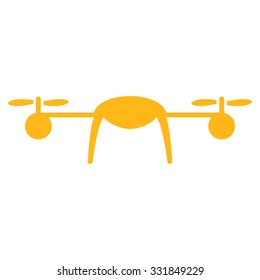 Airdrone vector icon. Style is flat symbol, yellow color, rounded angles, white background.