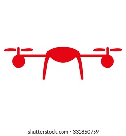 Airdrone vector icon. Style is flat symbol, red color, rounded angles, white background.