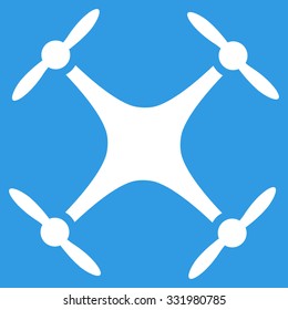 Airdrone vector icon. Style is flat symbol, white color, rounded angles, blue background.