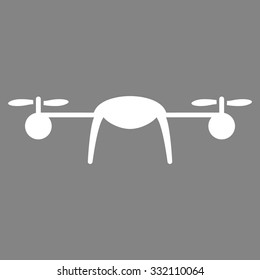 Airdrone vector icon. Style is flat symbol, white color, rounded angles, gray background.