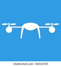 Airdrone vector icon. Style is flat symbol, white color, rounded angles, blue background.