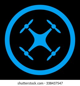 Airdrone vector icon. Style is flat rounded symbol, blue color, rounded angles, black background.