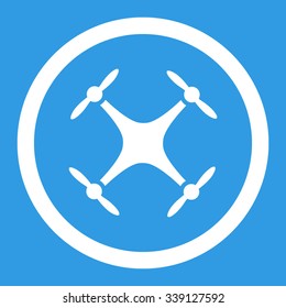 Airdrone vector icon. Style is flat rounded symbol, white color, rounded angles, blue background.