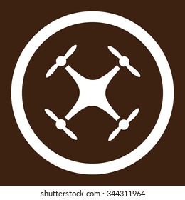 Airdrone vector icon. Style is flat rounded symbol, white color, rounded angles, brown background.