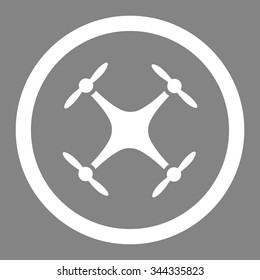 Airdrone vector icon. Style is flat rounded symbol, white color, rounded angles, gray background.