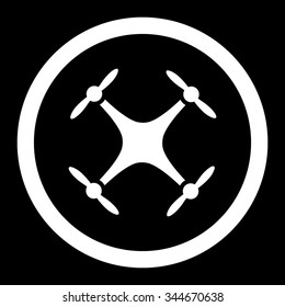 Airdrone vector icon. Style is flat rounded symbol, white color, rounded angles, black background.