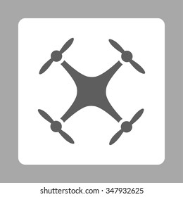 Airdrone vector icon. Style is flat rounded square button, dark gray and white colors, silver background.
