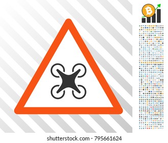 Airdrone Warning icon with 7 hundred bonus bitcoin mining and blockchain symbols. Vector illustration style is flat iconic symbols design for cryptocurrency websites.