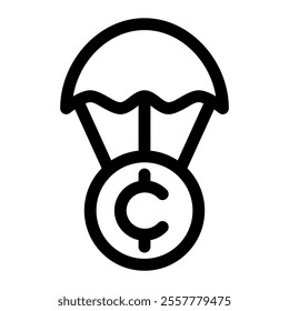 Airdrop bitcoin icon with simple and line style