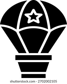El ícono del lanzamiento aéreo con la estrella icónica representa la logística militar, el paracaidismo y el despliegue táctico.