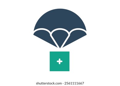 Airdrop icon. solid icon style. health airdrop. icon related to charity. donation elements vector illustration