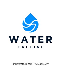 Airdrop Logo design vector Template Linear style. Blue Aqua Drops Line Logotype Icon