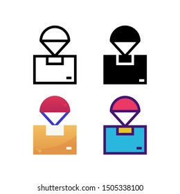 Airdrop logo icon design in four style. Line, Glyph, Flat Gradient and Color Line style