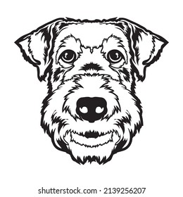 Airedaile Terrier cute cartoon face vector illustration in hand drawn style, perfect for tshirt design and mascot logo
