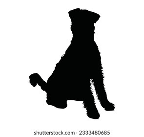Airedale Terrier Black Silhouette Vector Desain