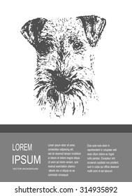 Airedale Terrier Dog on white background. Isolated. Hand-drawn vector illustration. It may be used for dog clubs, kennel clubs, backgrounds.