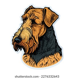 Airedale Terrier Flat Icon Isolated On White Background
