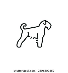 Airedale Terrier icon. A simplified representation of a seated dog, often a symbol of loyalty, companionship, and domestic life. Perfect for use in pet care, veterinary services. Vector illustration 