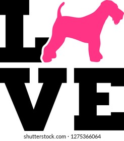 Airedale Terrier love word with silhouette 