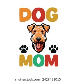 
Airedale Terrier Mom Typography t-shirt design illustration vector
