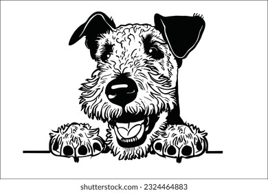 Airedale Terrier Peeking, Eps File, Cute for Airedale Terrier Lover