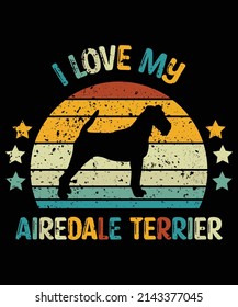 Airedale Terrier silhouette vintage and retro t-shirt design svg