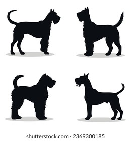 Airedale Terrier silhouettes and icons. black flat color simple elegant Airedale Terrier animal vector and illustration.