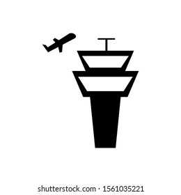 Airfield and airplane sign - black icons