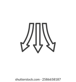 Airflow Control line icon. linear style sign for mobile concept and web design. Arrows showing air movement outline vector icon. Symbol, logo illustration. Vector graphics