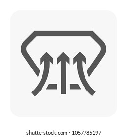 Airflow vector icon, illustrating ventilation, air circulation and climate control. Ideal for automotive dashboards, HVAC system graphics, user interfaces, and environmental control design elements.